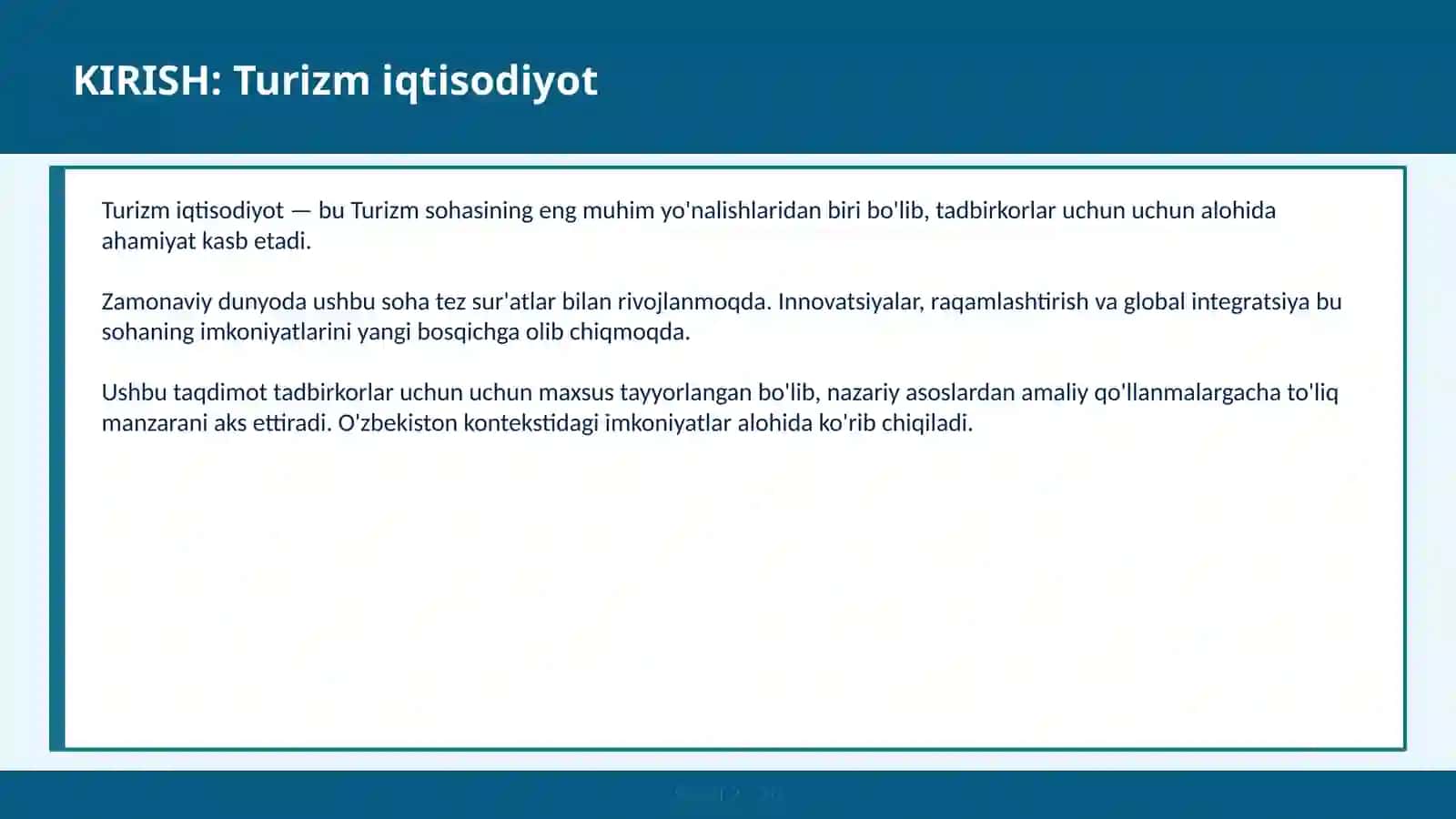 Turizm Iqtisodiyot 2