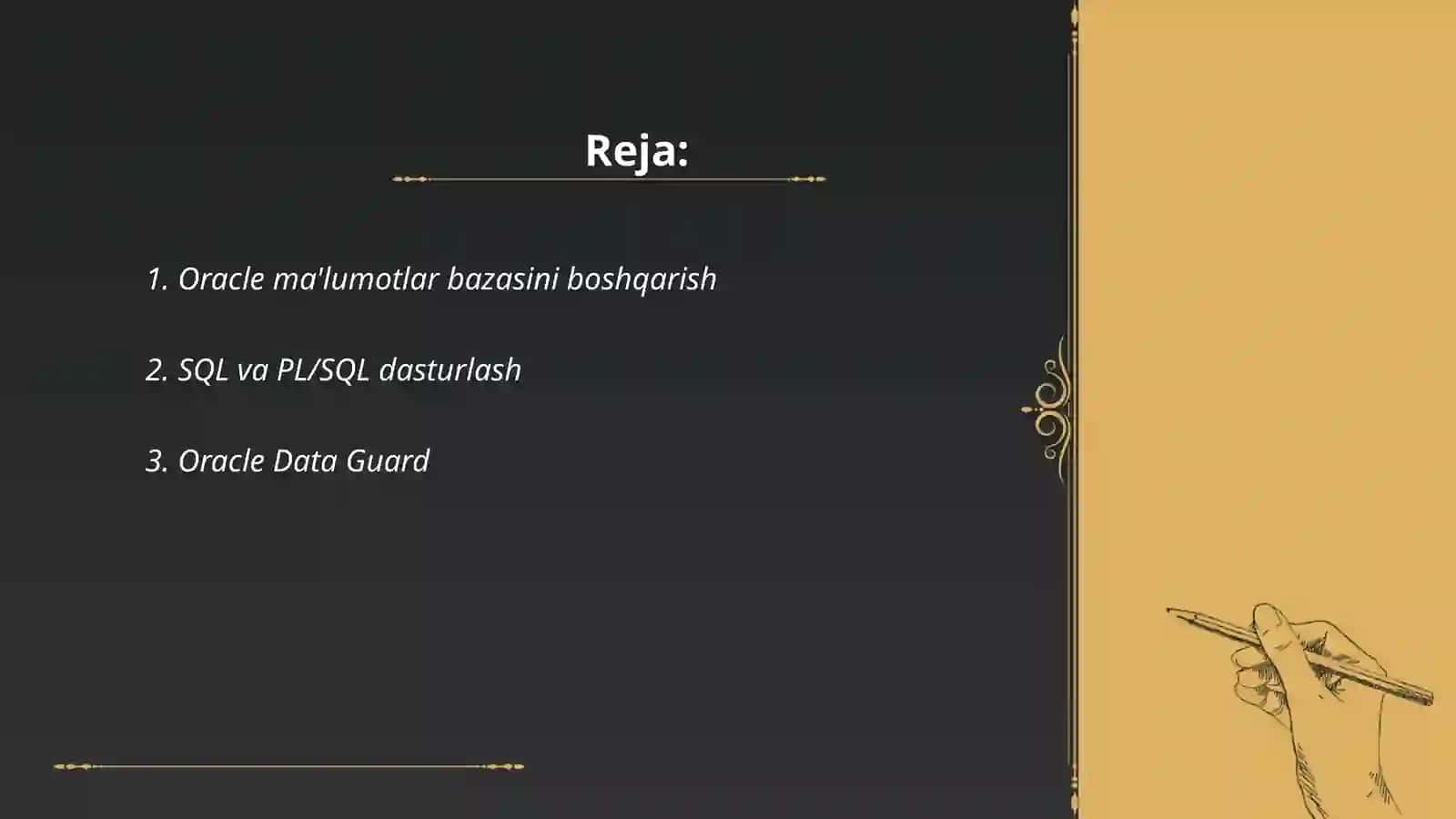 Oracle ma'lumotlar bazasi 2
