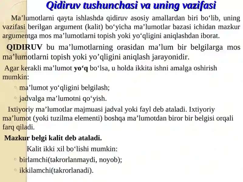 Ma’lumotlarni qidirish usullari 2