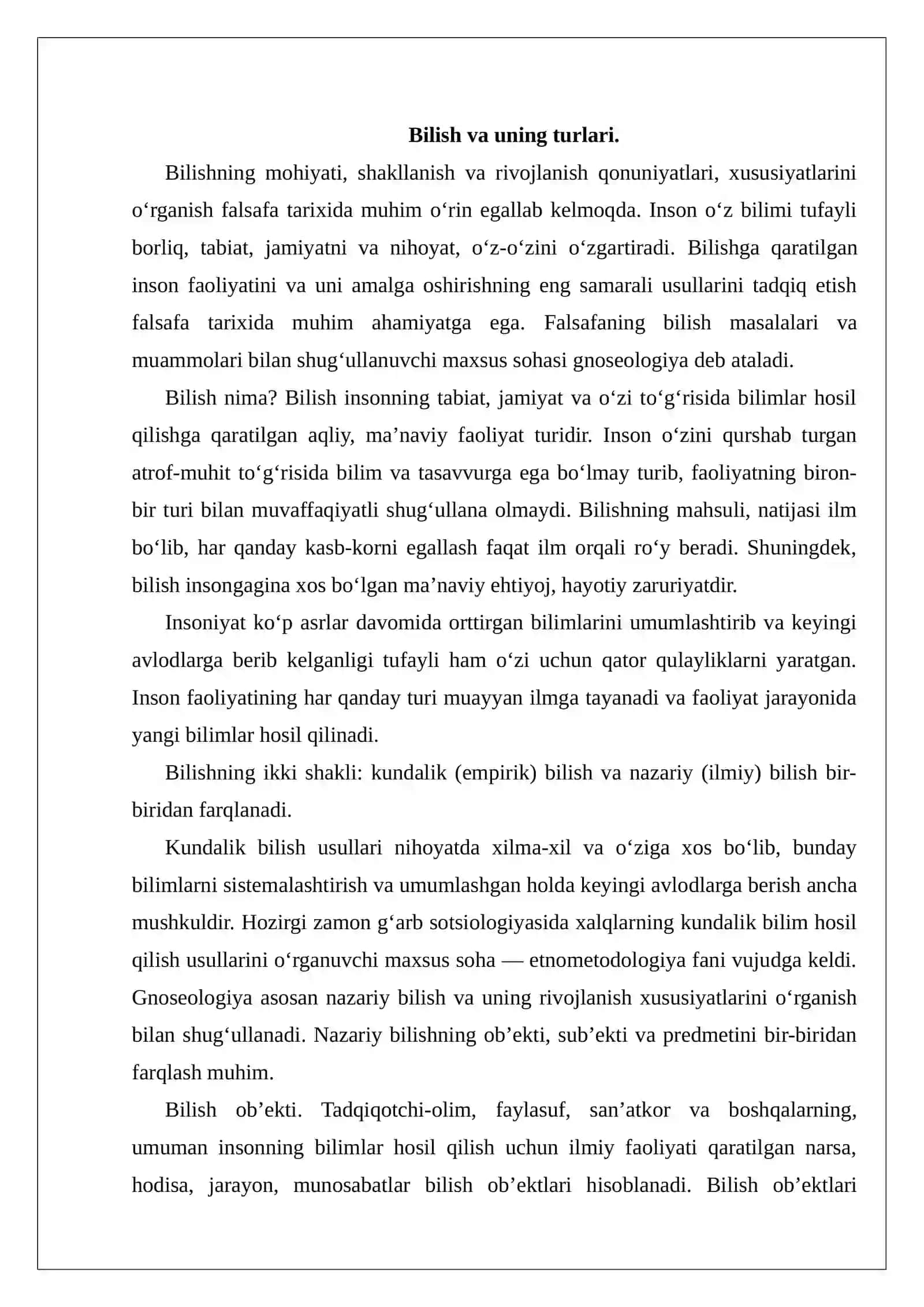 Bilish va uning turlari 2
