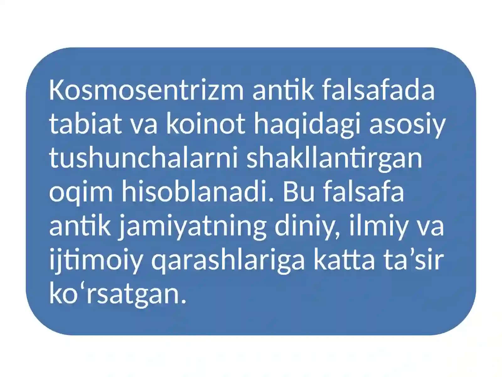 Antik davr tarix falsafasida kosmosentrizm 2