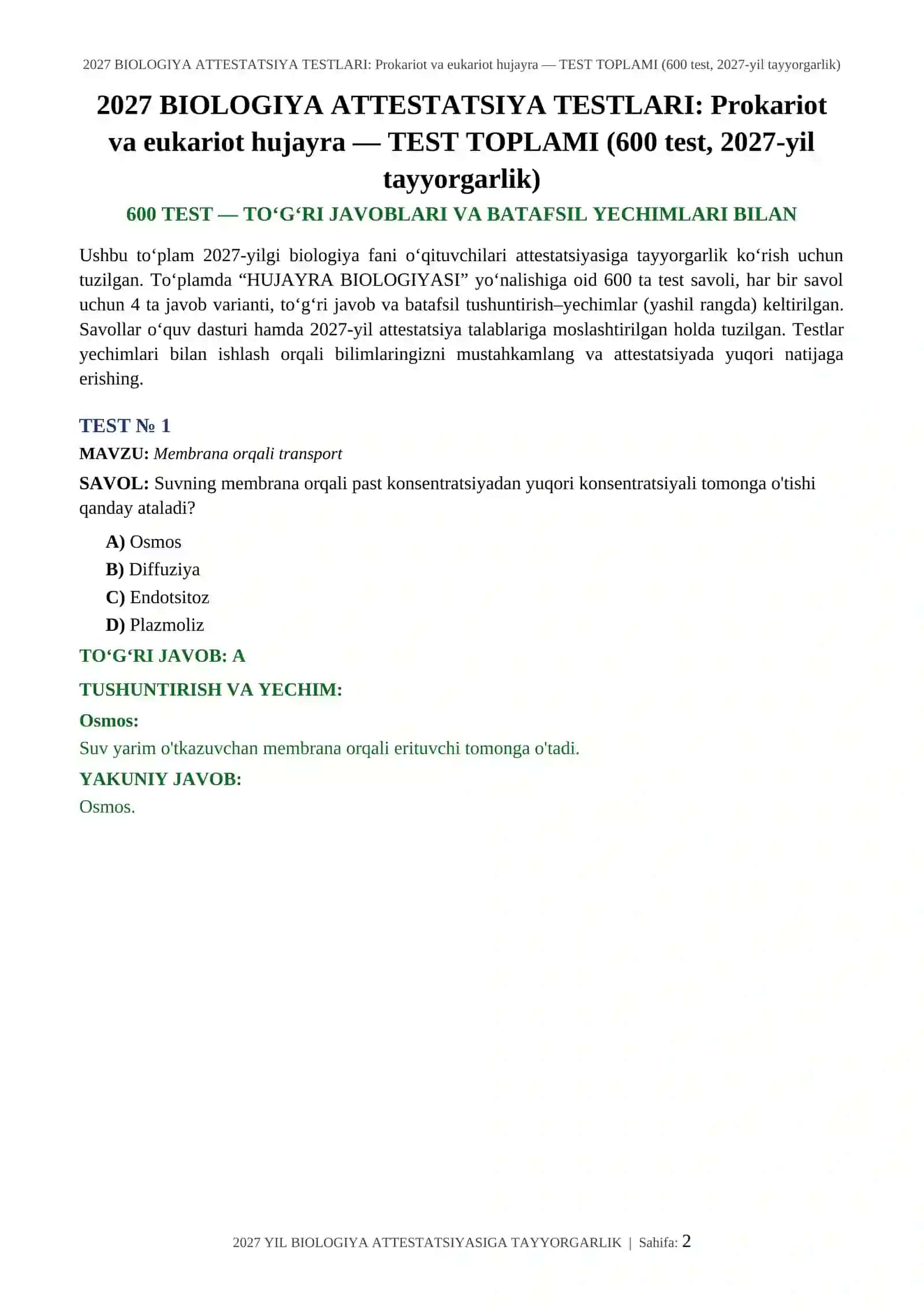 Testlar memoriy 2