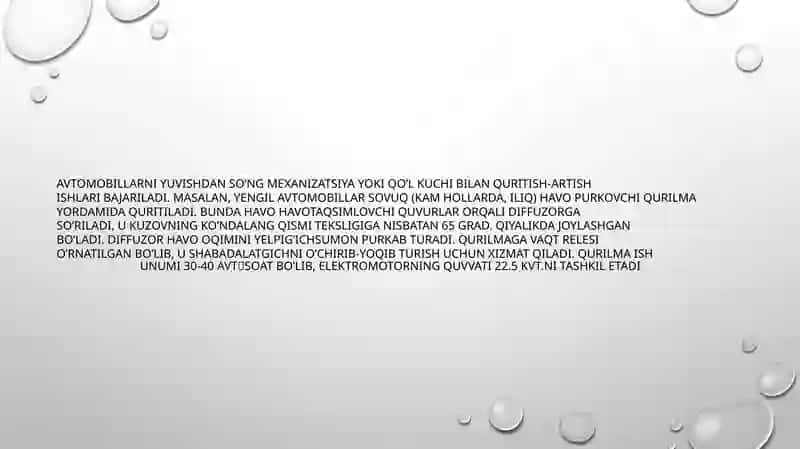 Avtomobillarni quritish ishlari texnologiyasi 2