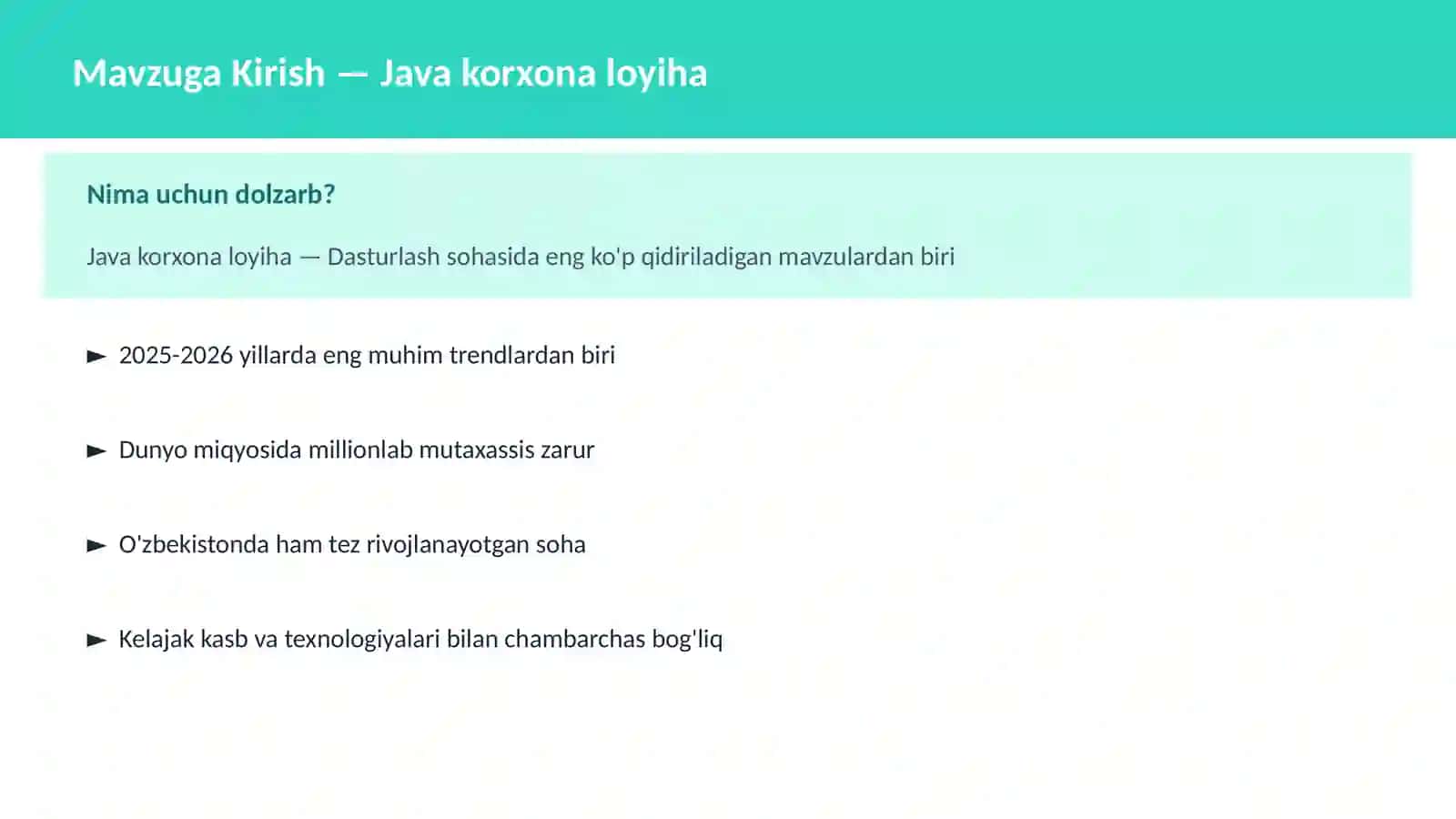 Java korxona loyiha 2