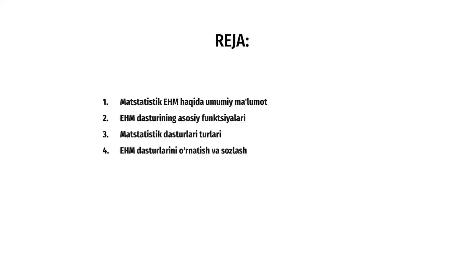 Matstatistik EHM dasturlari va ular bilan ishlash 2