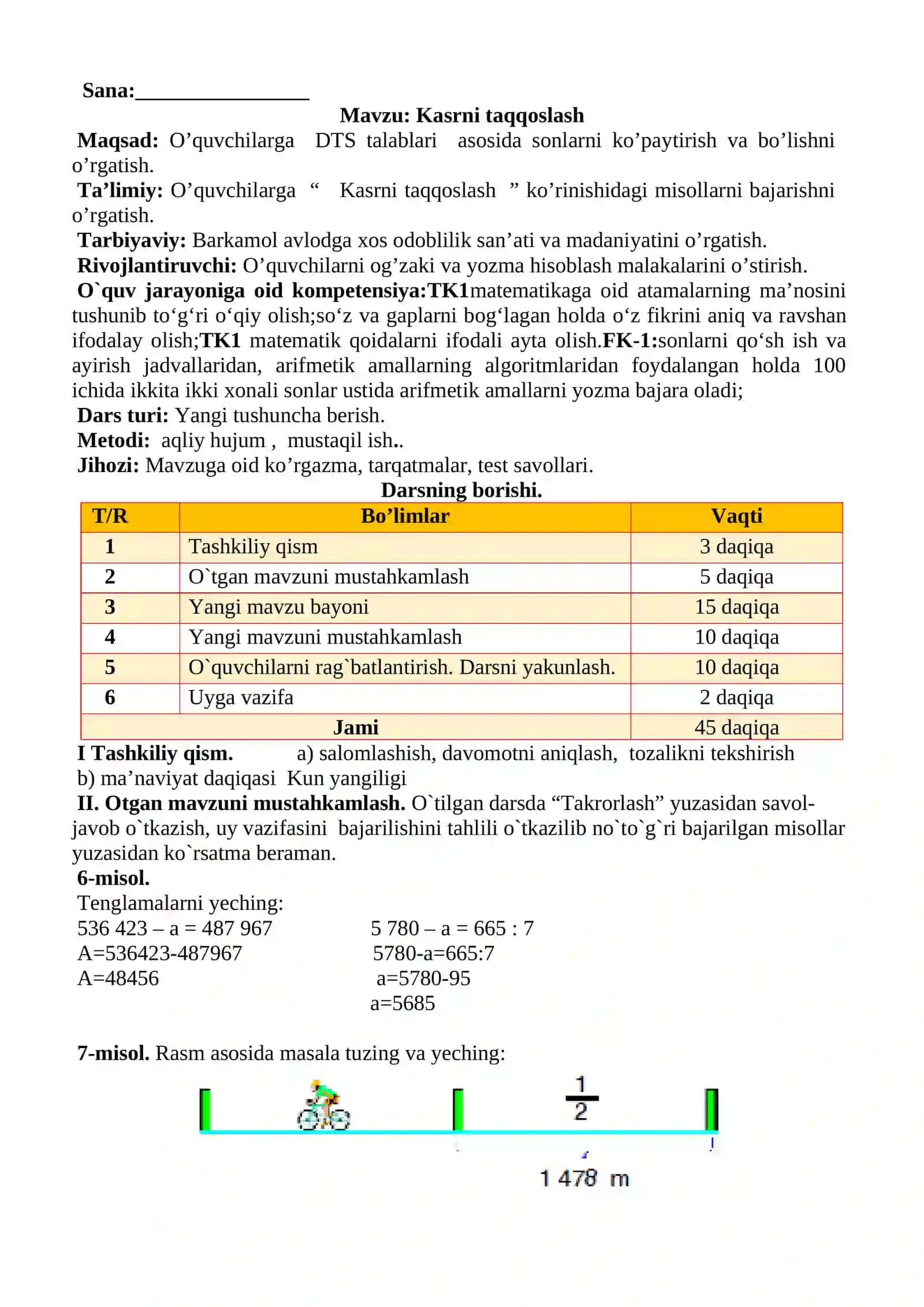 Kasrni taqqoslash 2