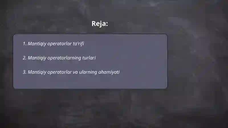 Mantiqiy operatorlarni qayta yuklash 2