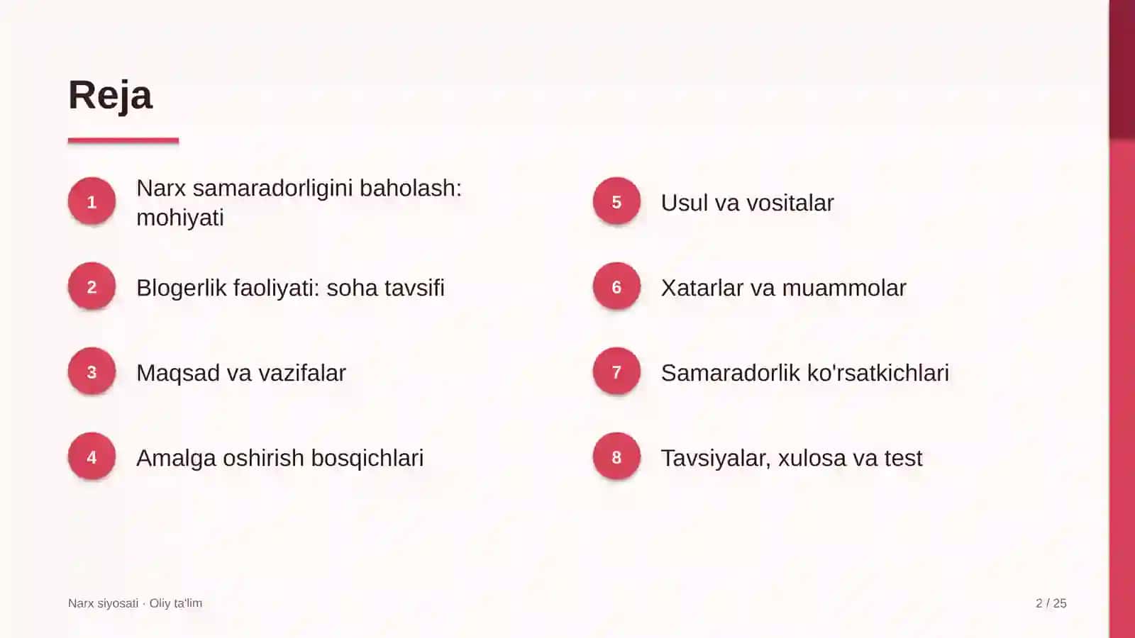 Blogerlik faoliyatida narx samaradorligini baholash 2