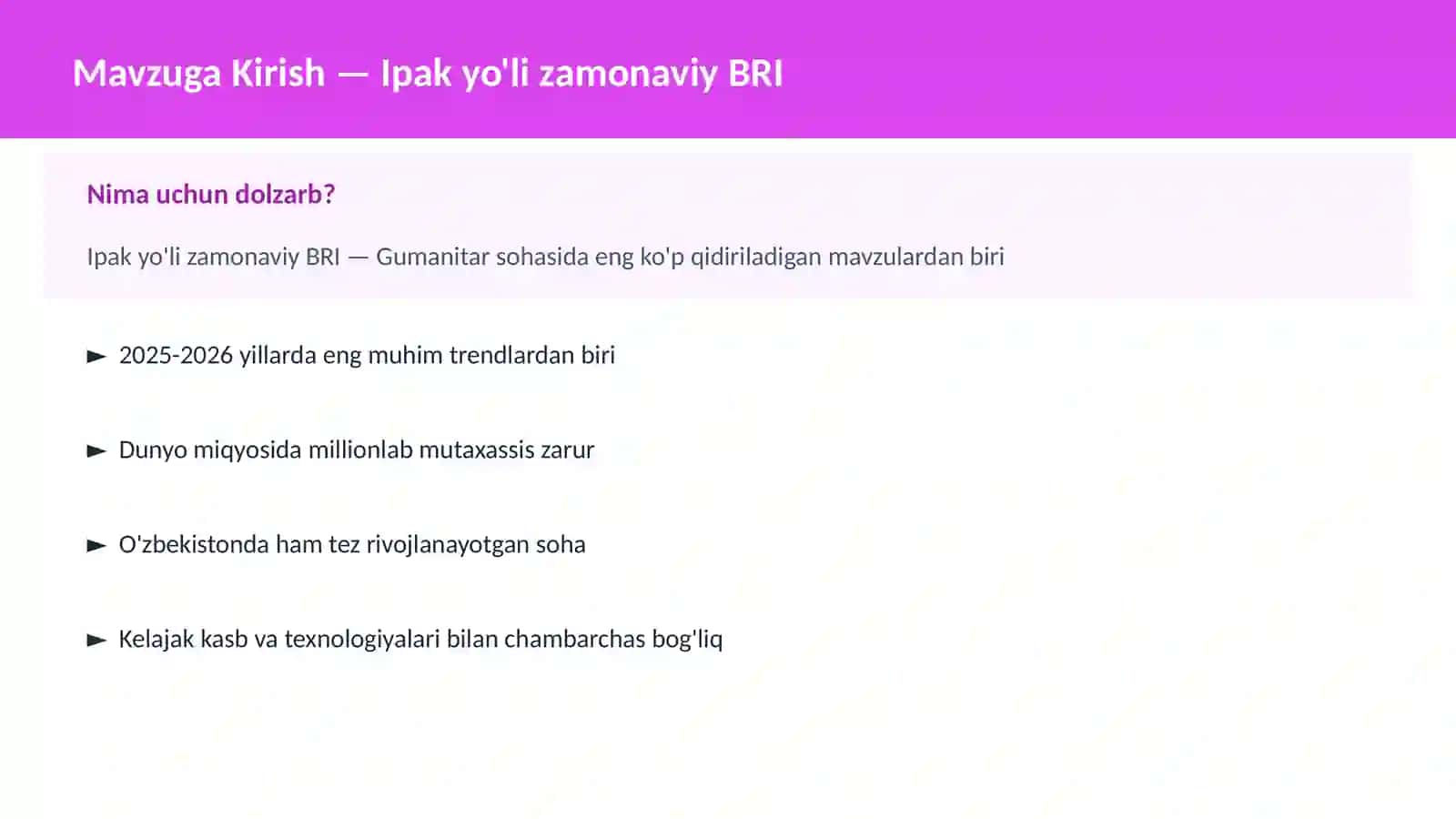 Ipak yo'li zamonaviy BRI 2