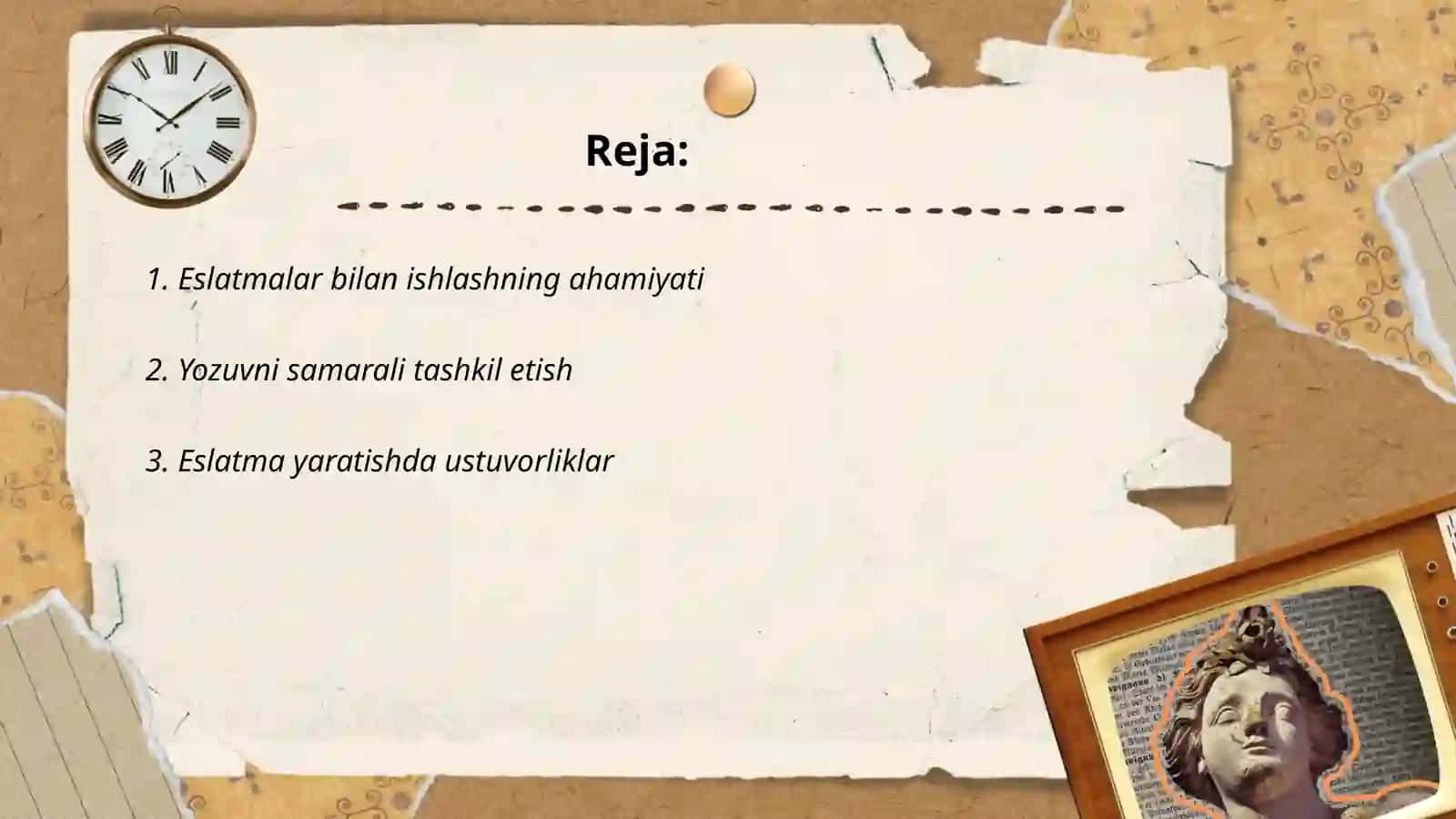 Eslatmalar bilan ishlash ( no talking) 2