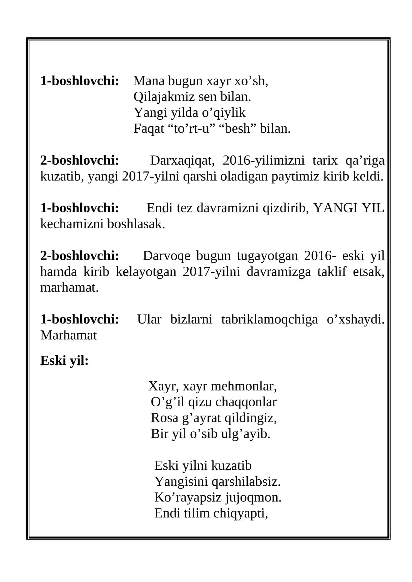 BAYRAM SENARIYSI 2