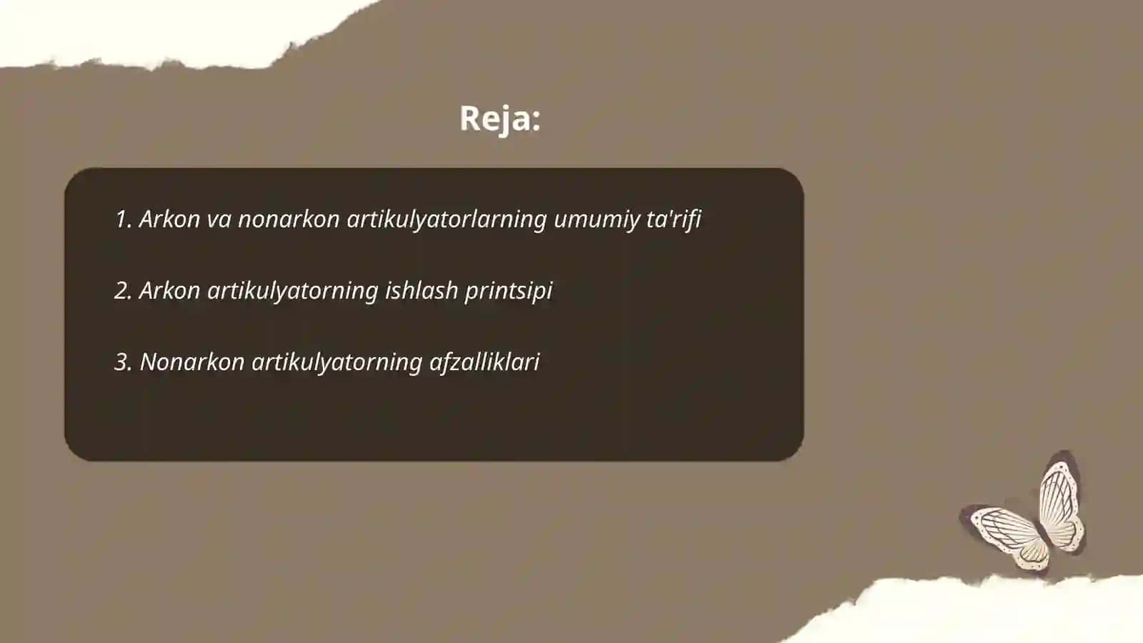 Arkon va nonarkon artikulyator 2