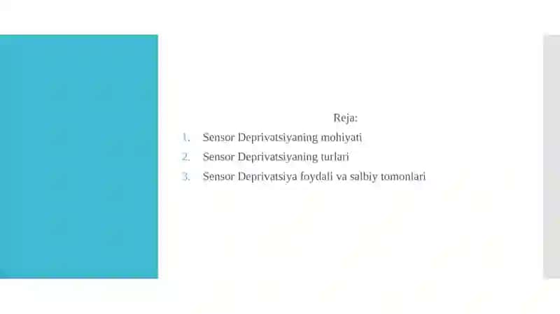 SENSOR DEPRIVATSIYA 2