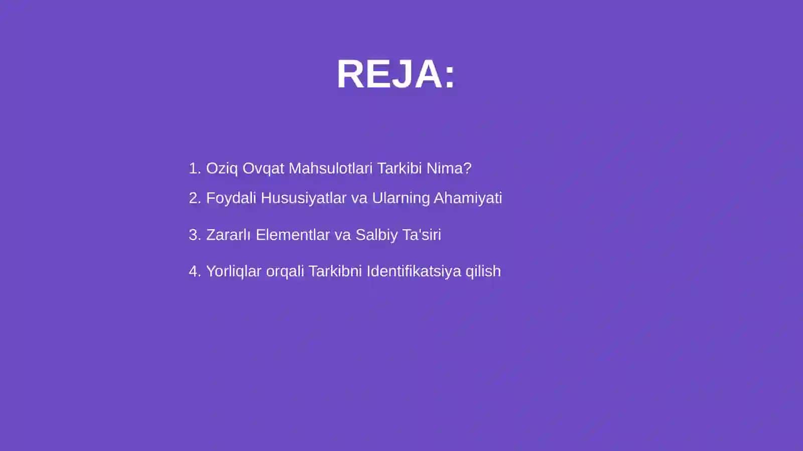 Oziq Ovqat Mahsulotlari Tarkibi 2