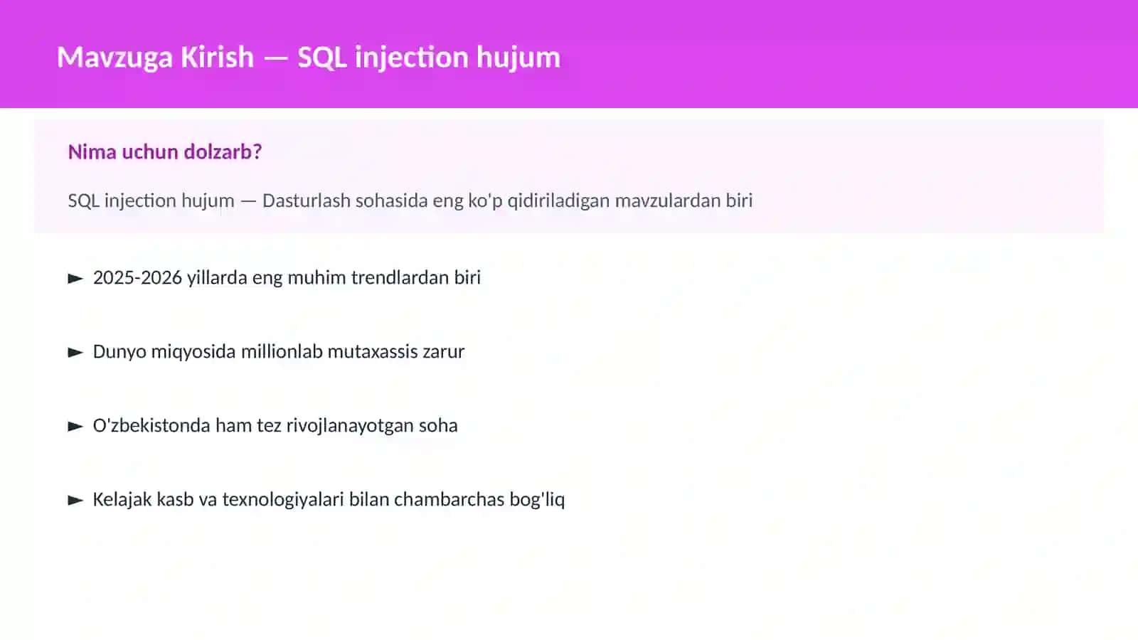 SQL injection hujum 2