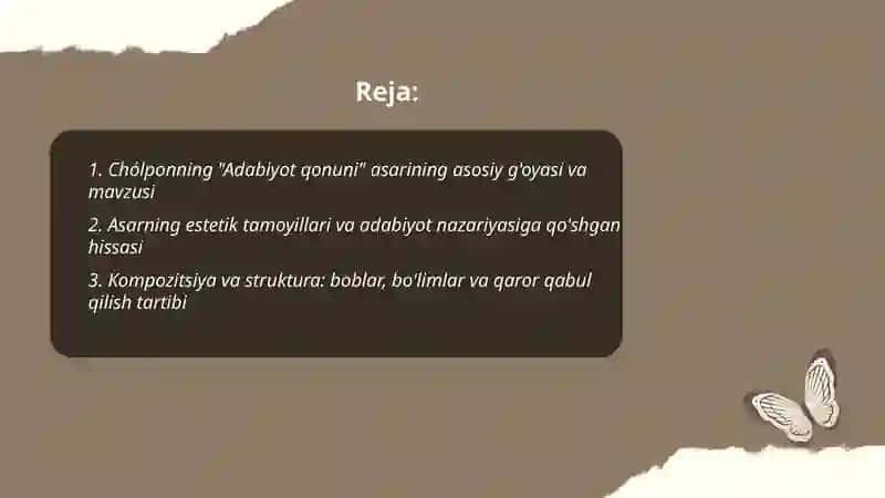 Chólponning "Adabiyot qonuni" asari 2