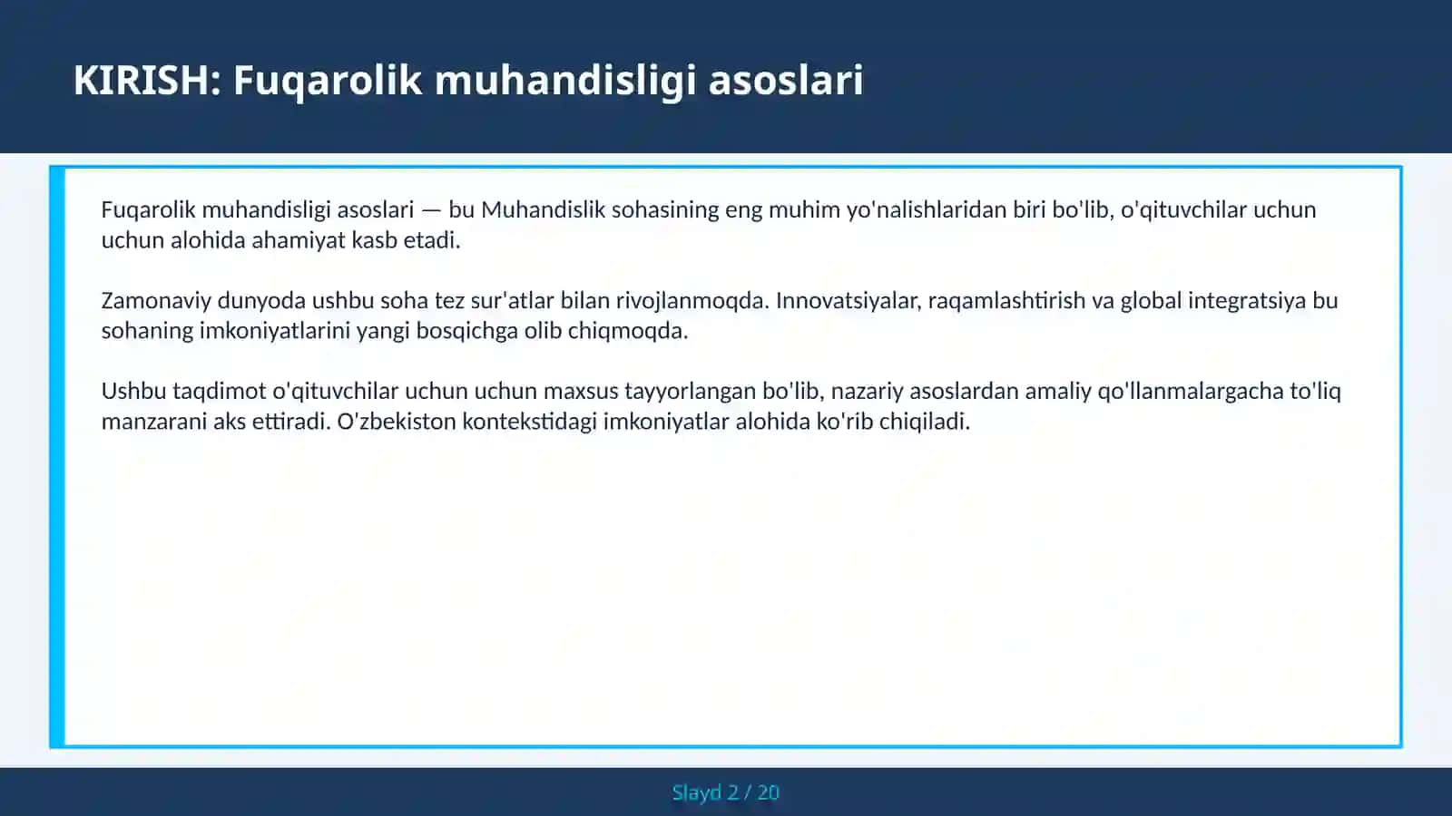 FUQAROLIK MUHANDISLIGI ASOSLARI 2