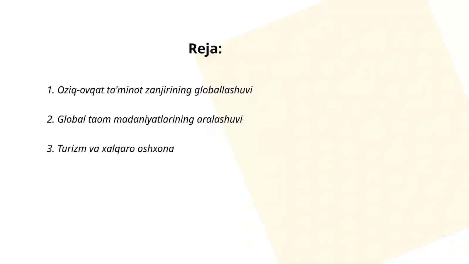 Oziq-ovqat ta'minot zanjirining globallashuvi 2