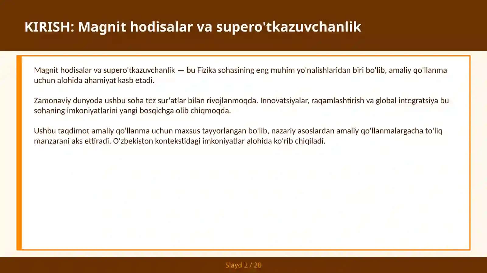 Magnit hodisalar va supero'tkazuvchanlik 2