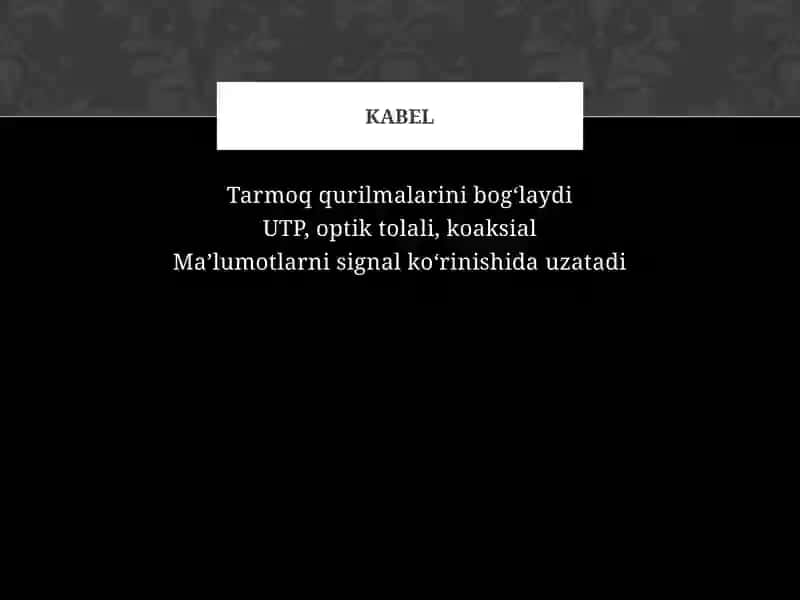 Tarmoq komponentlari 2