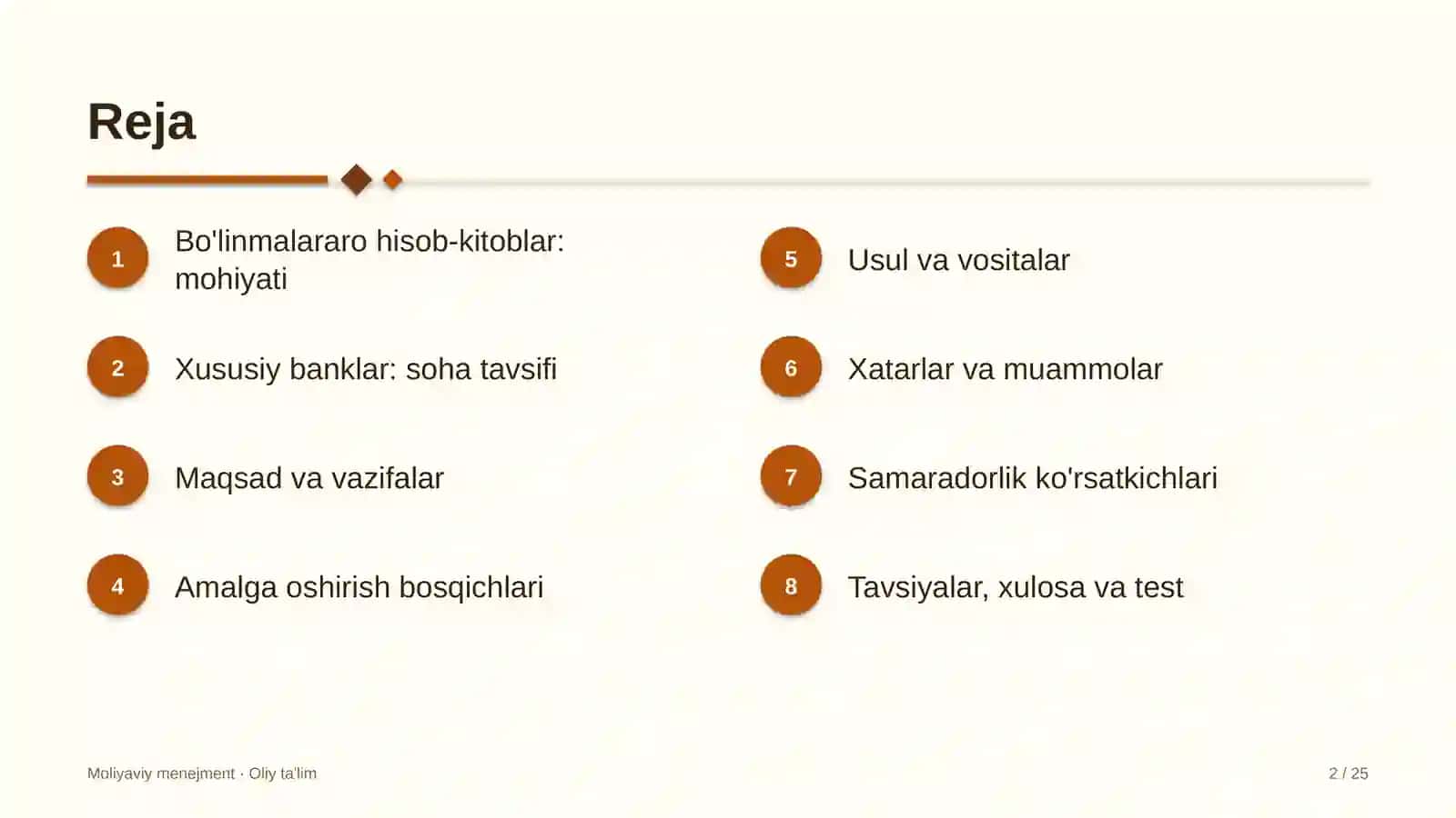 Xususiy banklarda bo'linmalararo hisob-kitoblarni tashkil etish 2