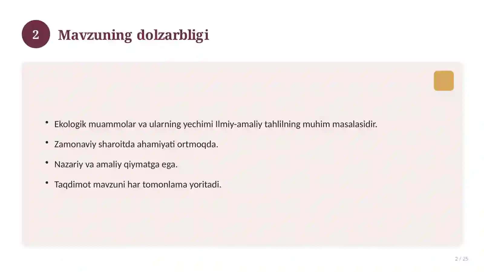 Ekologik muammolar va ularning yechimi 2