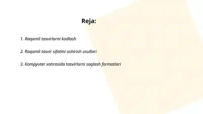 Raqamli tasvirlarni kodlash 2