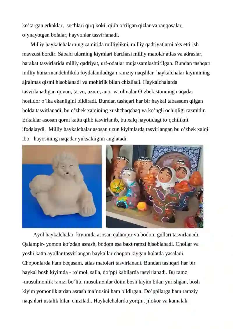 Kichik milliy haykalchalar. 2