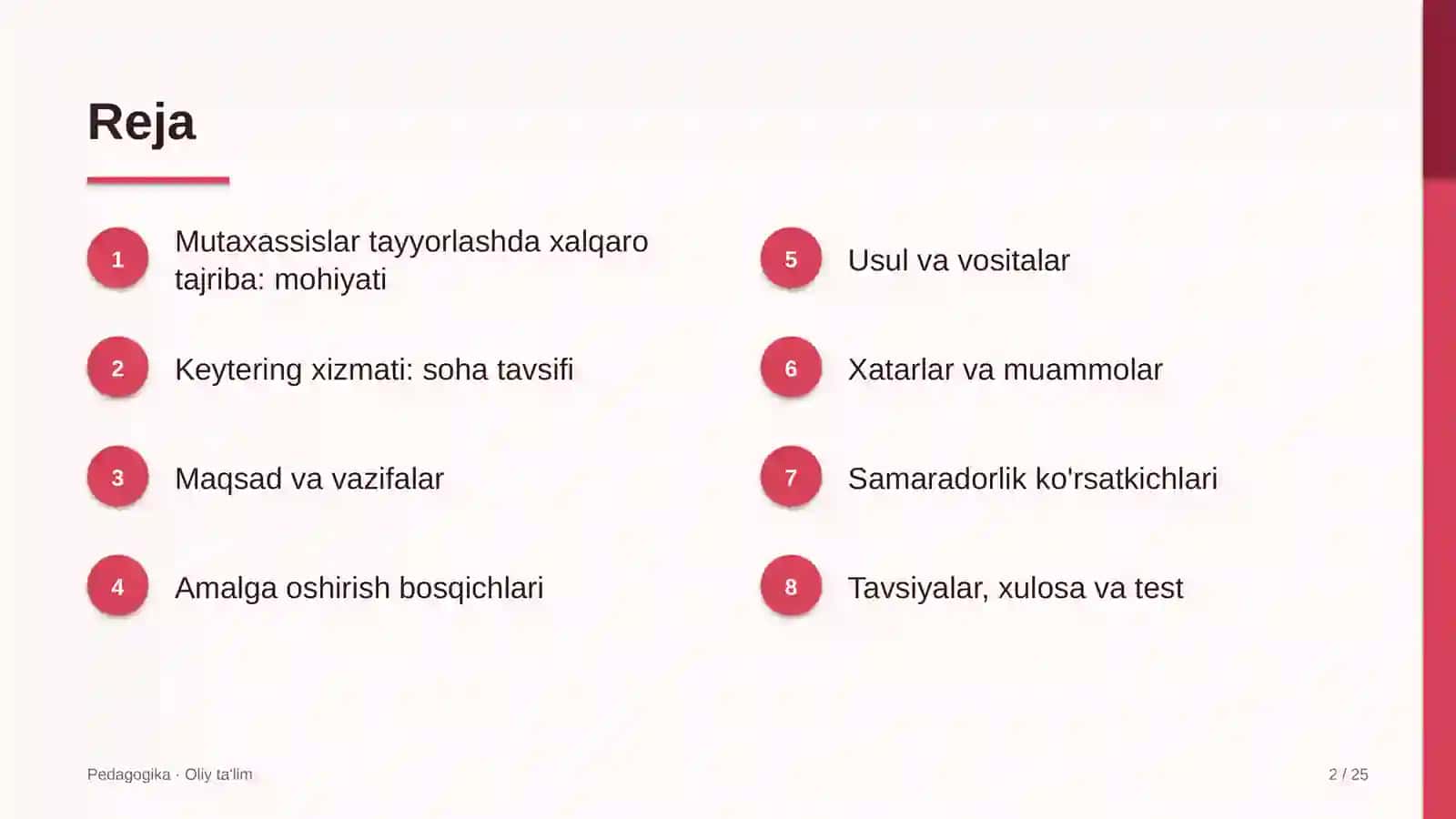 Keytering xizmatida mutaxassislar tayyorlashda xalqaro tajriba 2