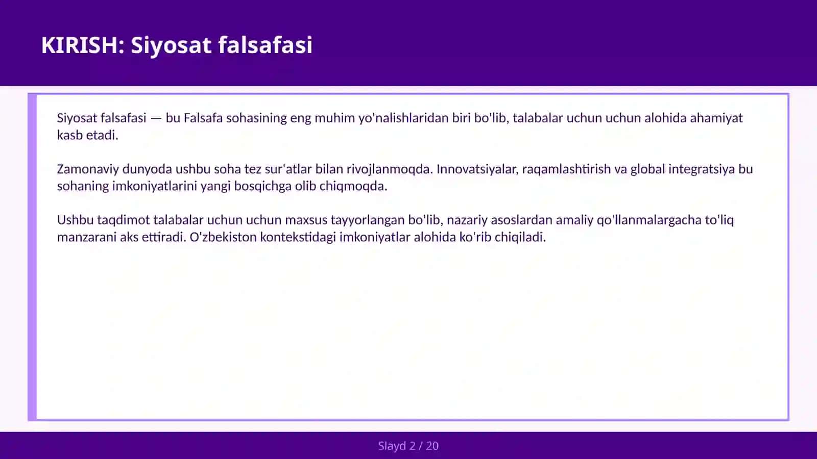 Siyosat Falsafasi 2