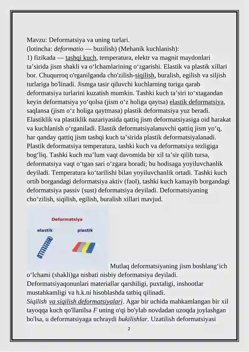 Deformatsiya va uning turlari 2
