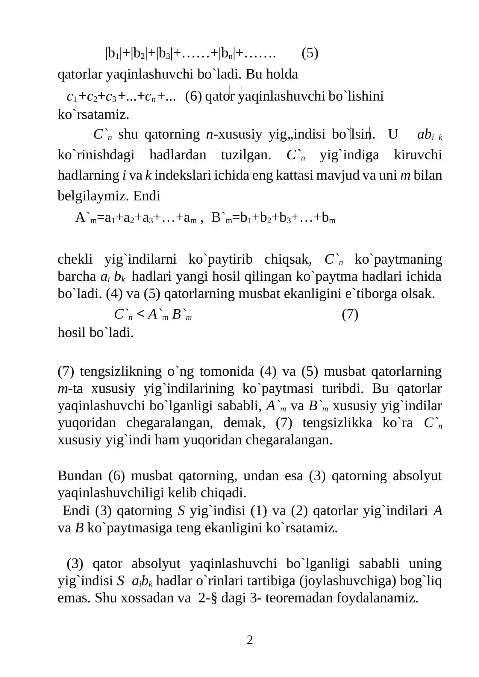 Qatorlarni ko‘paytirish 2