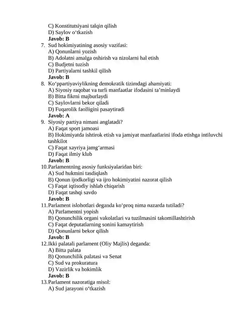 Oʻzbekistonning eng yangi tarixi 5-test 2