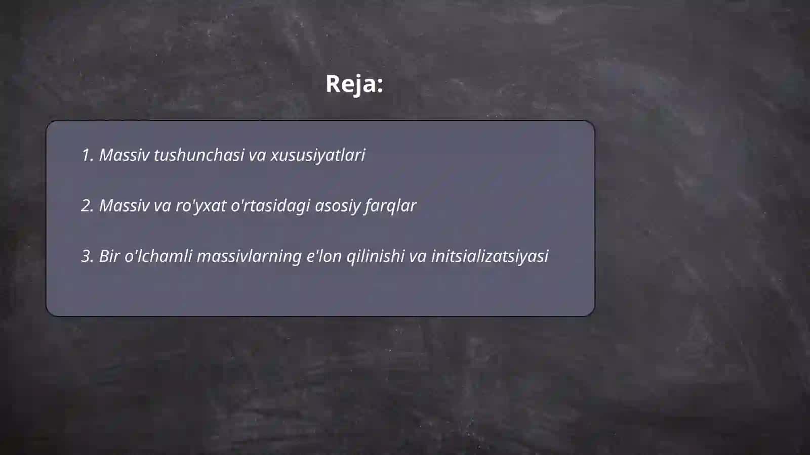 Massivlar Arrays 2