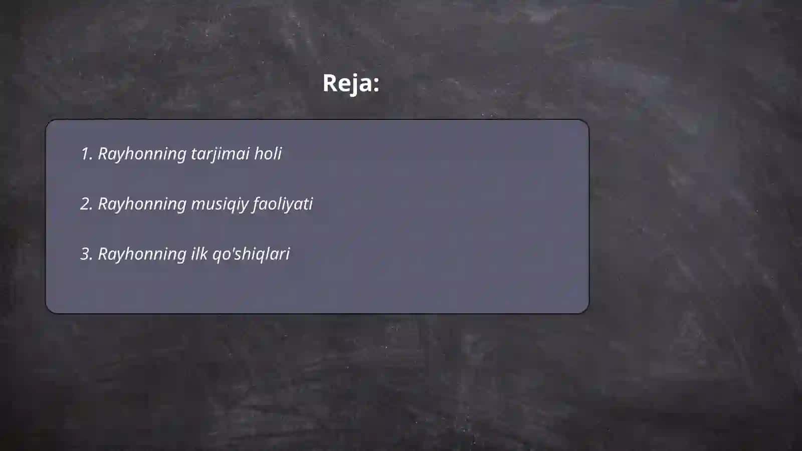 Rayhon qoshiqchi haqida taqdimot 2