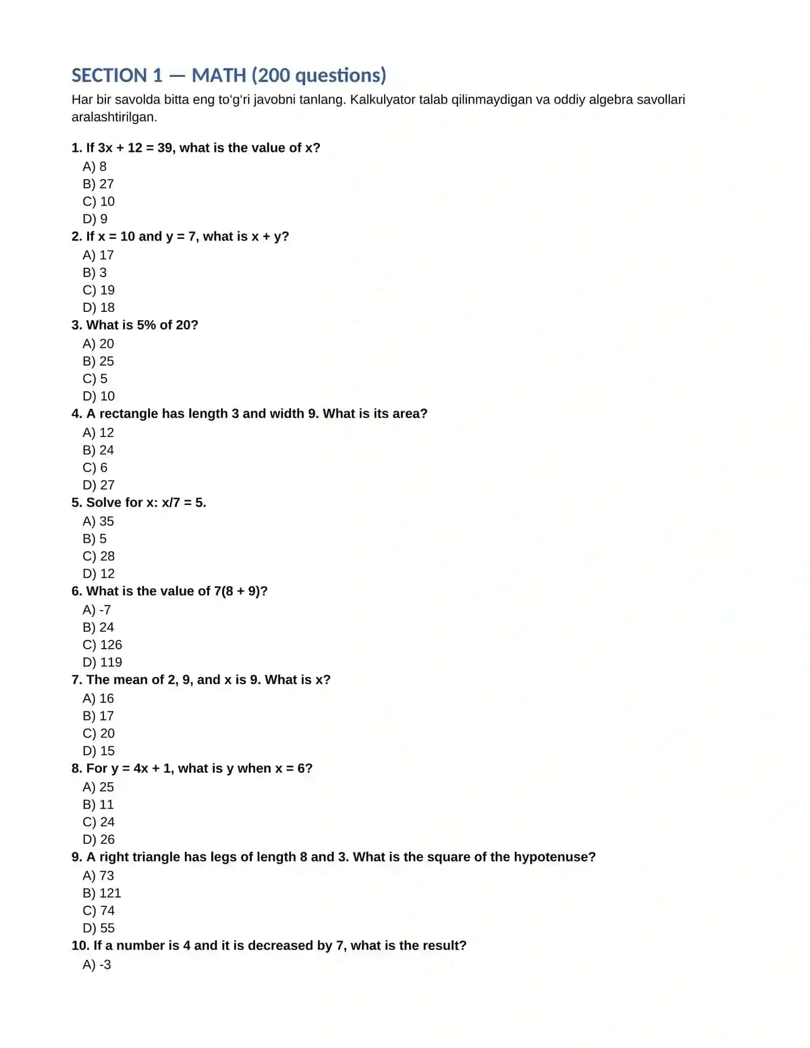 SAT PRACTICE TEST 2026 2