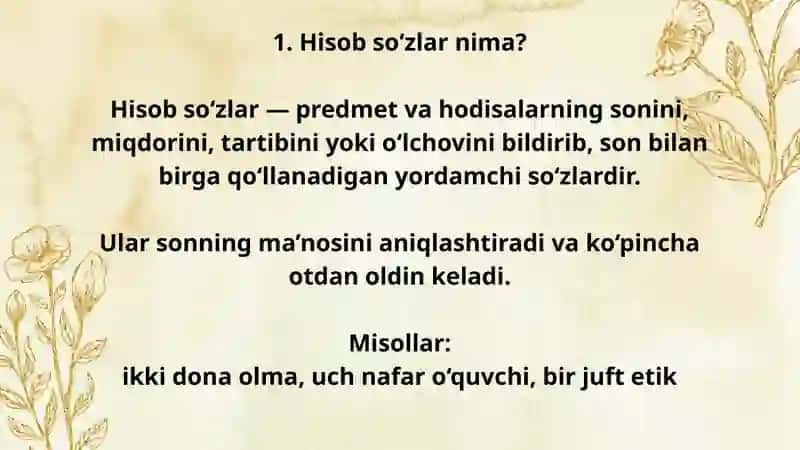 Hisob soʻzlar 2
