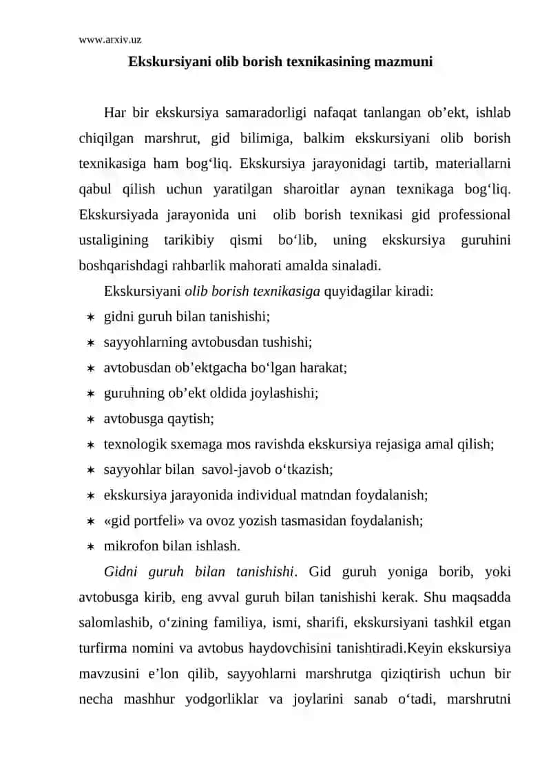 Ekskursiyani olib borish texnikasi 2