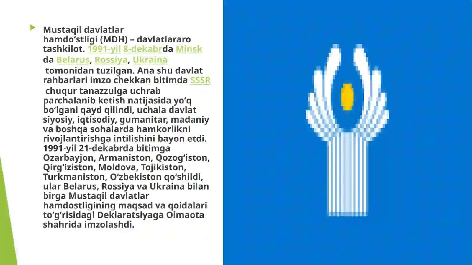 2010-2020 yillarda MDH Mustaqil davlatlar hamdo'stligi 2