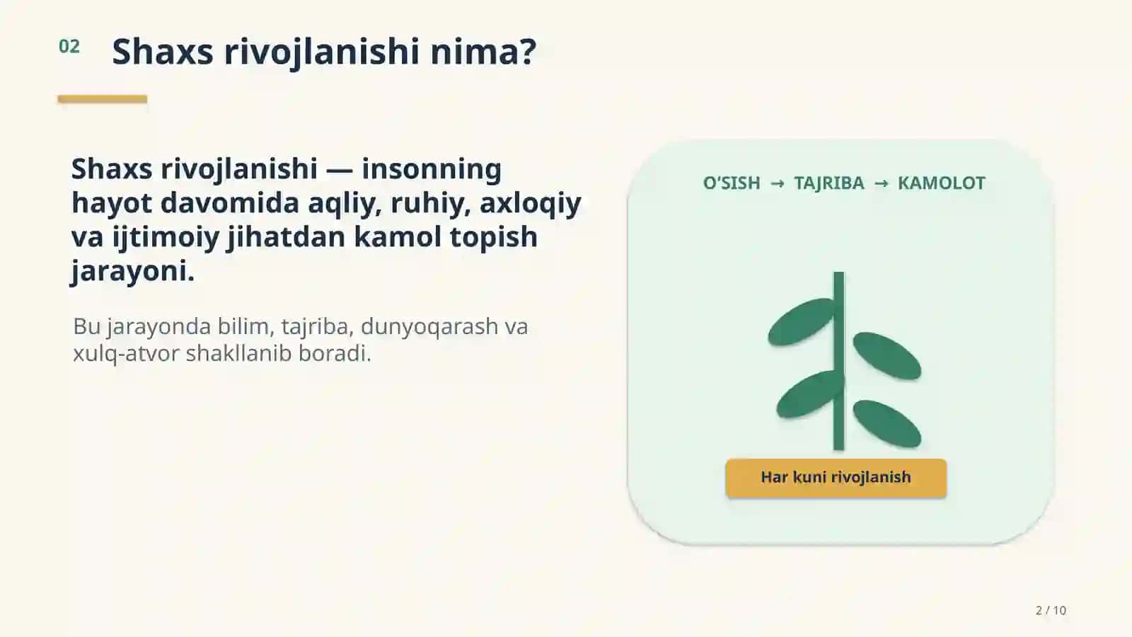shaxs rivojlanishi 2