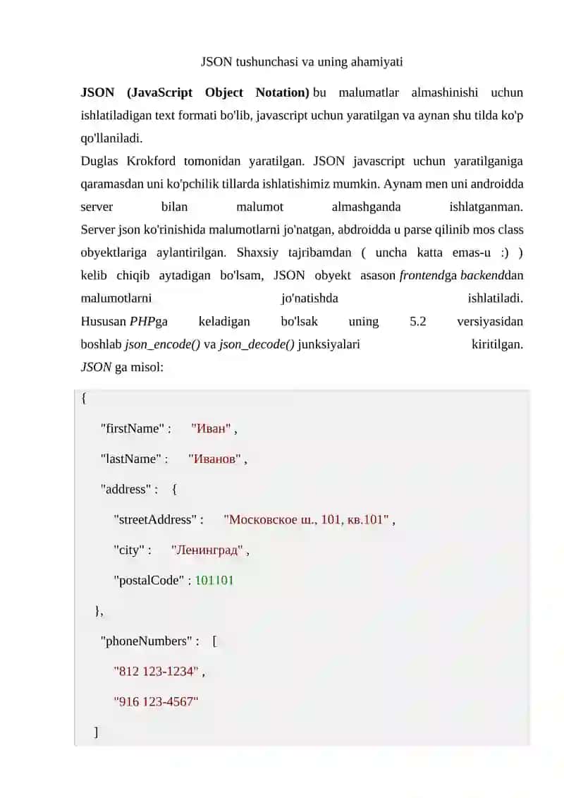 Pythonda JSON lar bilan ishlash 2