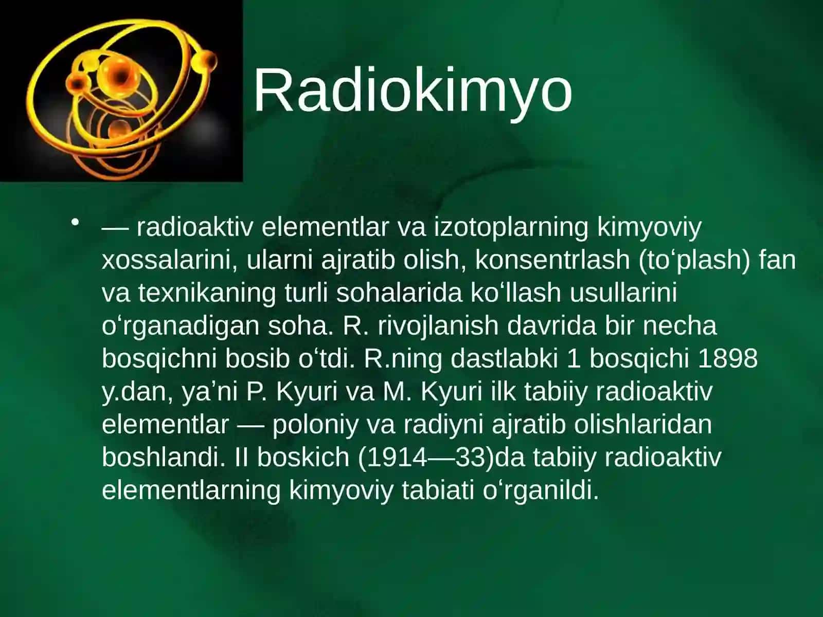 Aktinoidlar va radiokimyo 2