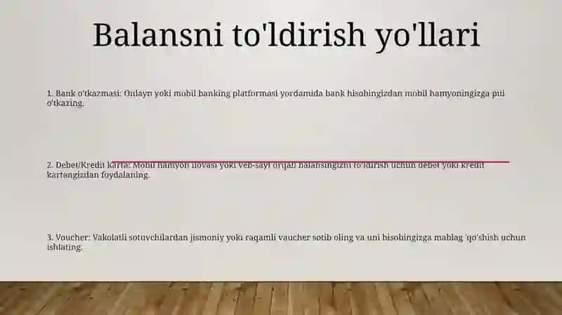 Balansni To'Ldirish 2