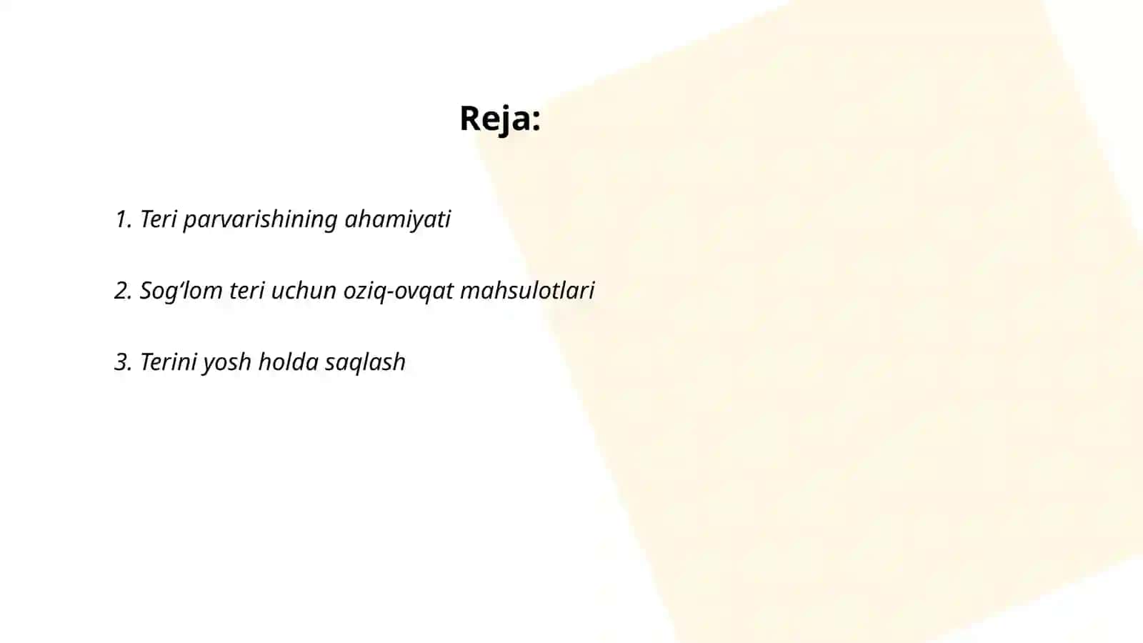 Teri parvarishining ahamiyati 2