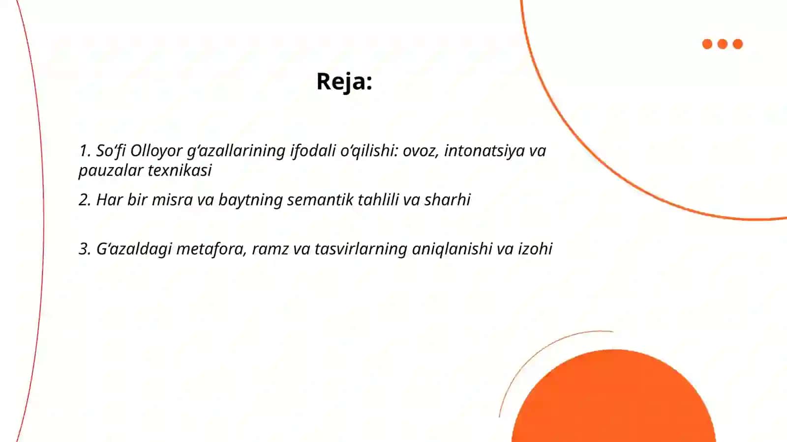 So‘fi Olloyor g‘azallarini ifodali o‘qish va sharhlash 2