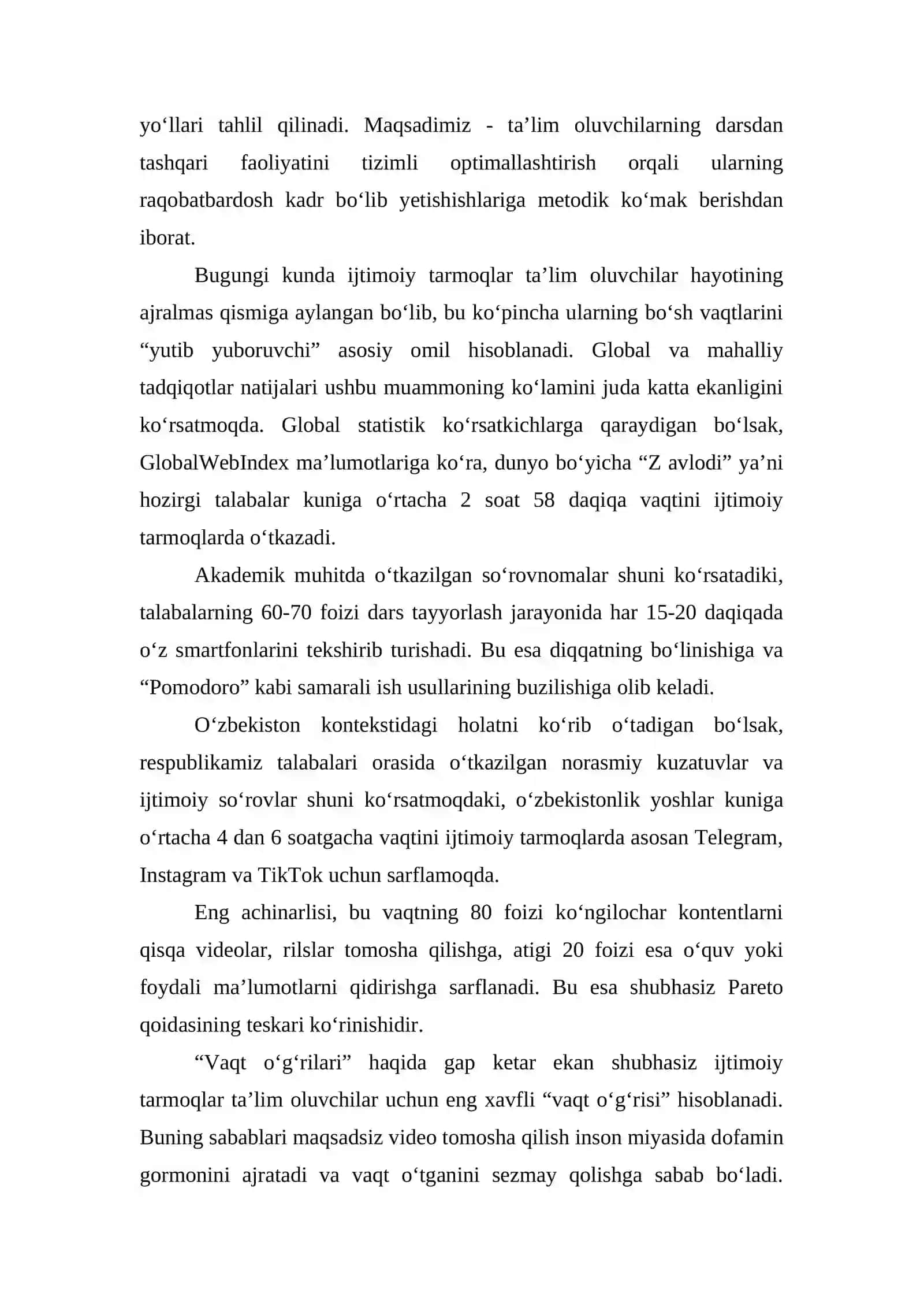 Talim Oluvchilarning bosh vqti...Mustaqil ish 2
