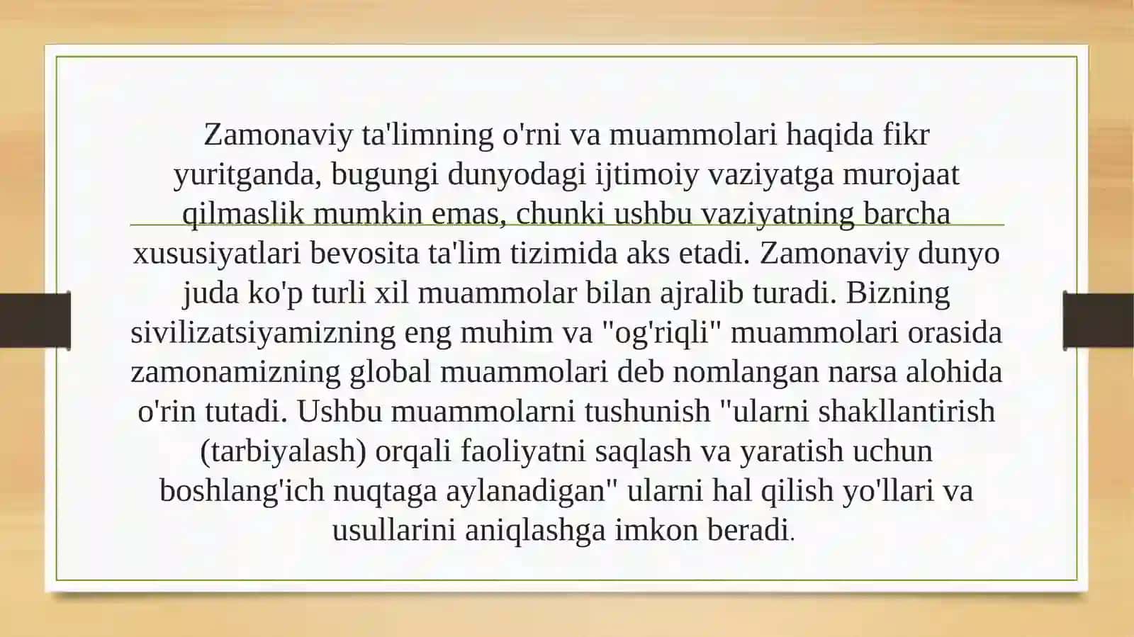 Talim global muammo sifatida 2