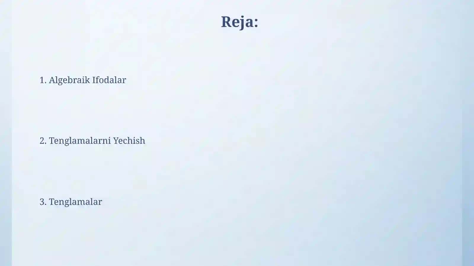 Tenglamalarni Yechish Usullari 2
