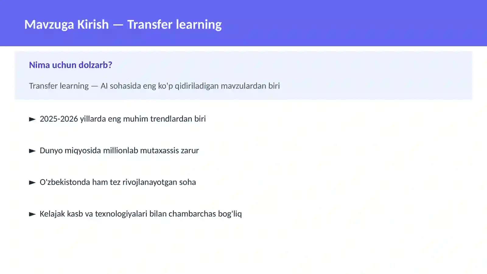 AI | DEEP LEARNING VA NEYRON TARMOQLAR 2