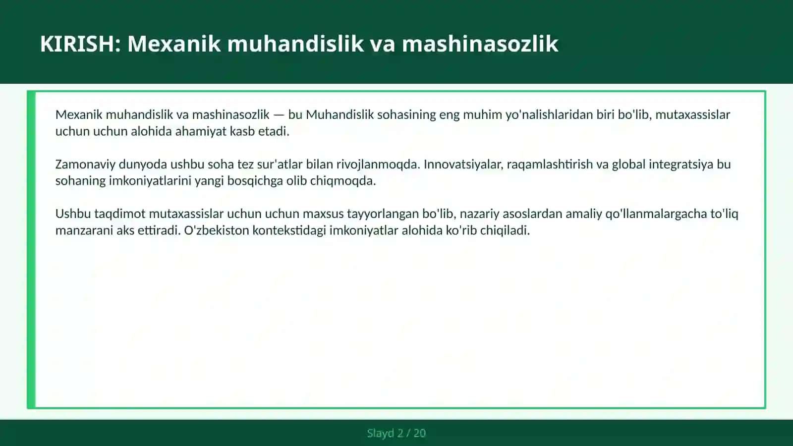 Mexanik muhandislik va mashinasozlik 2